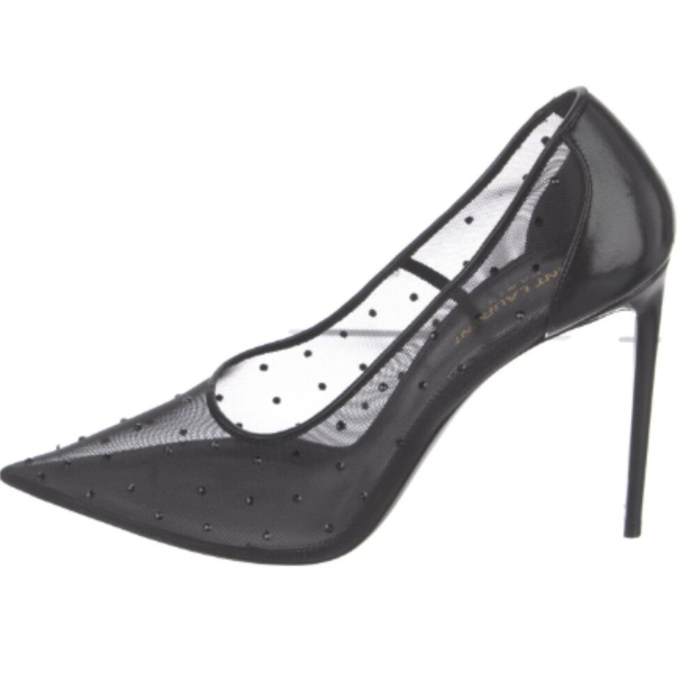 Saint Laurent Anja Black Rhinestone Mesh Pump EU 40